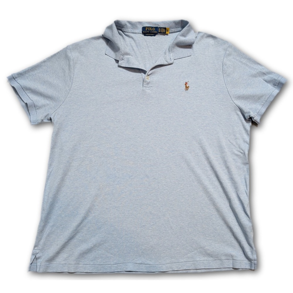 Polo Ralph Lauren Mens Custom Slim Fit Blue XL Pony Soft Interlock Jersey Cotton